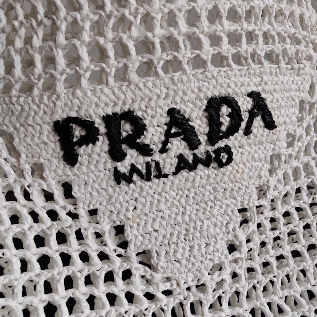 Prada Crochet Bag Tote White 1BG393